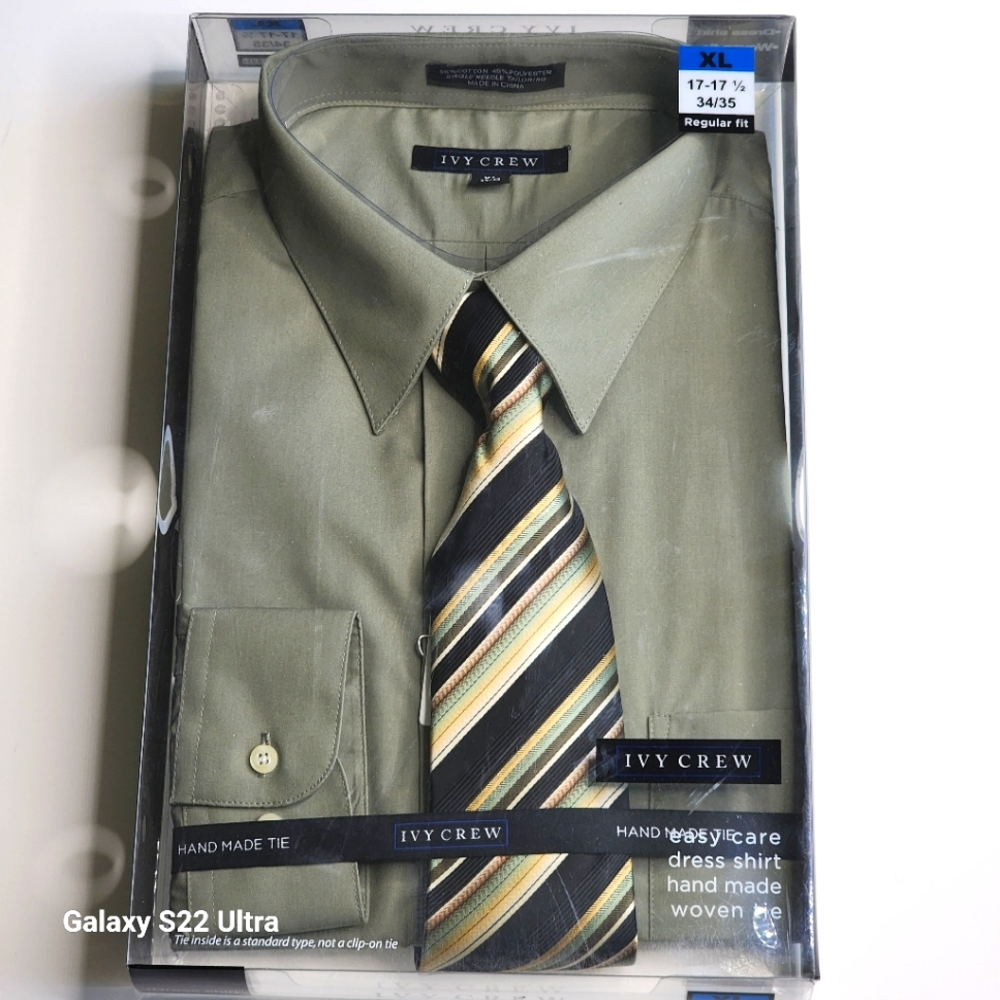 Ivy Crew New Men's Traditional Fit Handmade Woven Tie Dress Shirt 17 35/35 - Picture 2 of 7